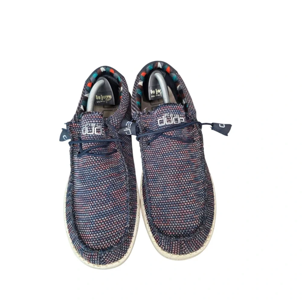 Hey Dude Wally Sox Men's 11 Blue Orange Casual Slip On Loafers Lightweight